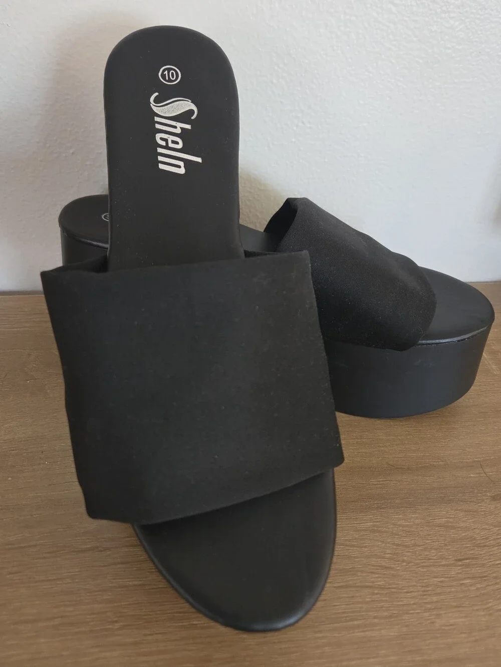 SHEIN Black Platform Slide Mules